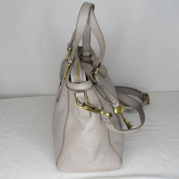 Fossil Satchel in Light Gray with Gold Accents - Picture 4 of 12